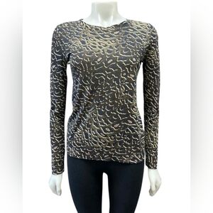 Tory Burch Long Sleeve 100% Pima Cotton Brown Animal Print Size XS
